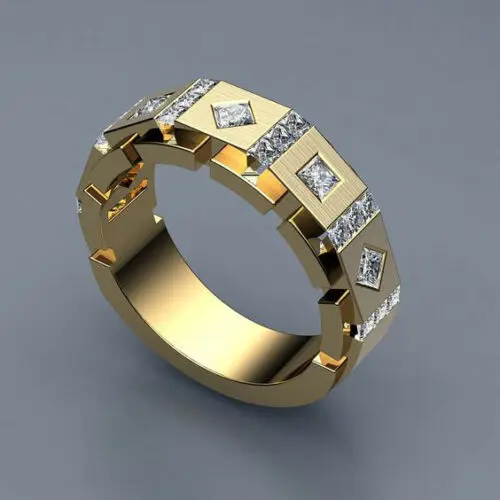 

Fashion Geometric Rings Bijouterie Insert Crystal Rings for Women Punk Gold Square Ring Men Male Business Jewelry anillos hombre