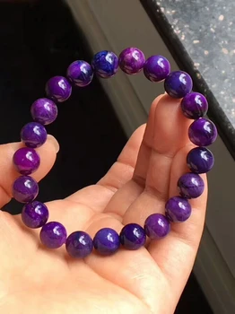 

Certificate Natural Royal Purple Sugilite Bracelets 9.1mm Healing Stone Gemstone Healing Top Quality Round Beads Woman AAAAAA