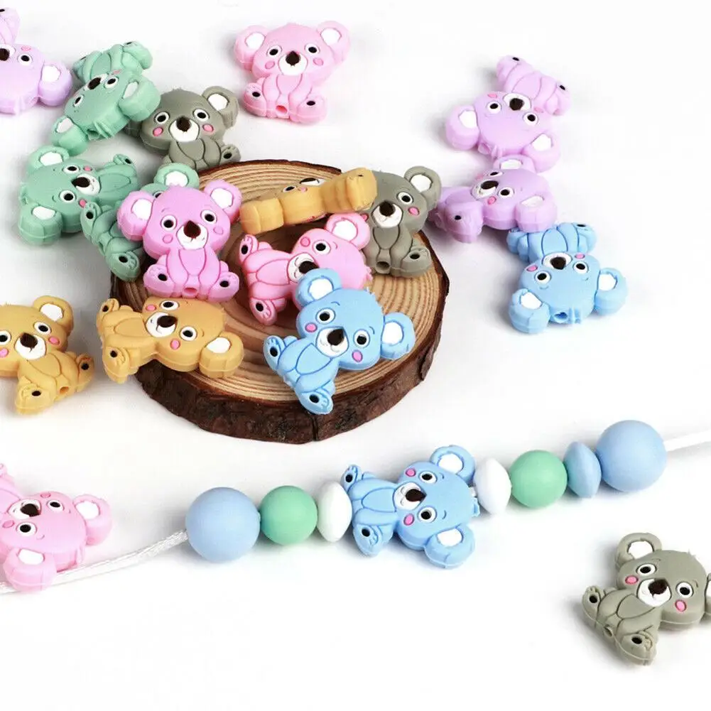 

5Pcs Koala Baby Teether Bead Silicone DIY Necklace Pacifier Chain Teething Toys for baby care