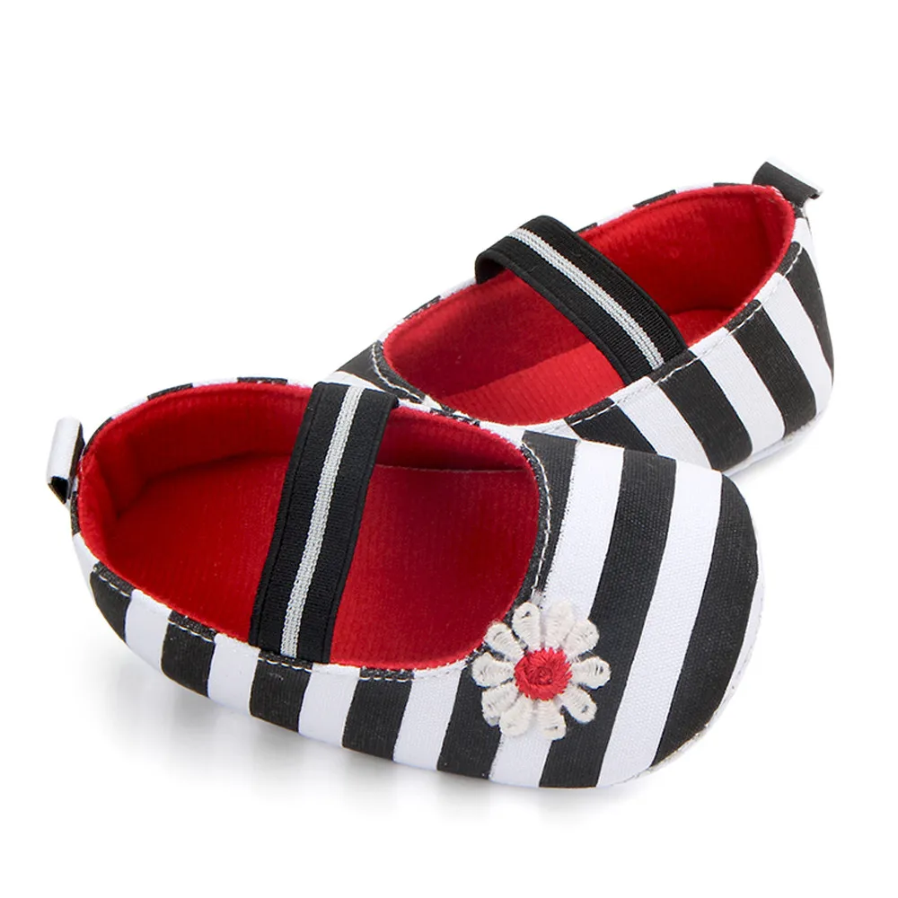 

Baby Shoes for Toddler Casual Infant Stripe Flower Shoes Soft Sole Kids Girls Baby Anti-Slip Baby Shoes First Walkes Classic