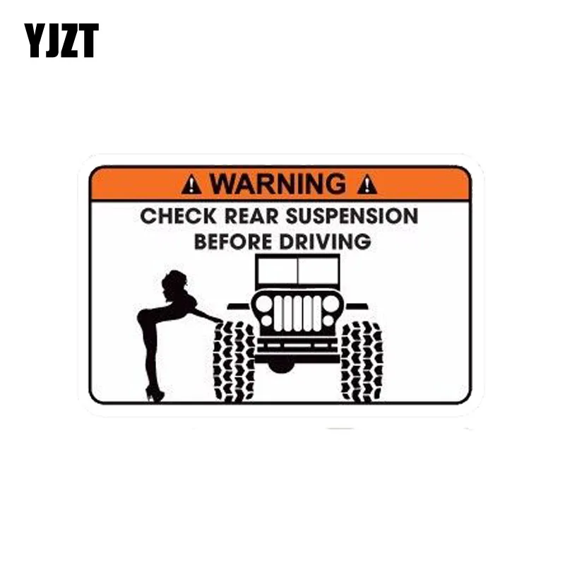 YJZT 15CM*9.4CM Warning CHECK REAP SUSPENSION BEFORE DRIVING Funny PVC