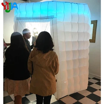 Cheap Standard Size 2.5m Octagon Photo Booth Backdrop With With String Curtain And Inner Air Blower LED Portable Photo Both For Party