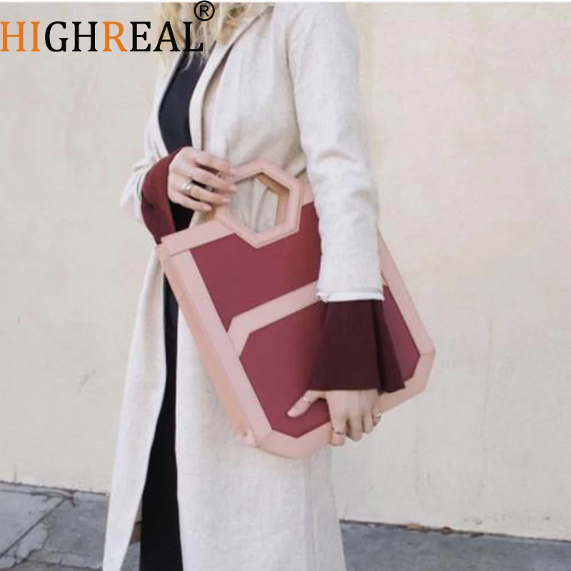 

Geometry Patchwork Panelled Handbag Female Portable File Computer Bag Simple Design Fashion Wild PU Leather Ladies Totes