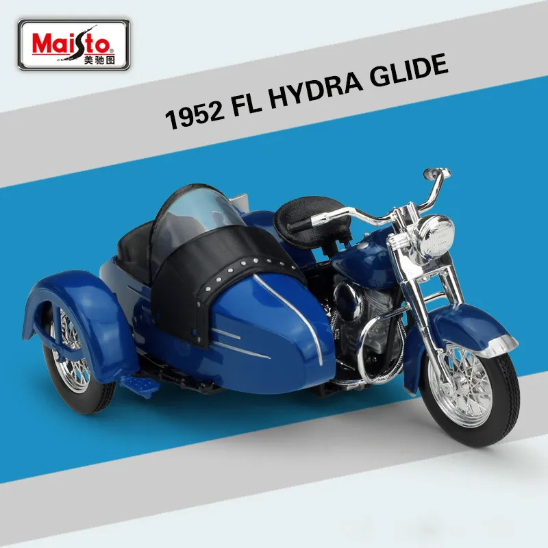 

Maisto 1:18 for 1952 FL HYDRA GLIDE Three-wheels Motorcycle Model for Harley Cross-country Offroad Racing Bucket Motorbike Model