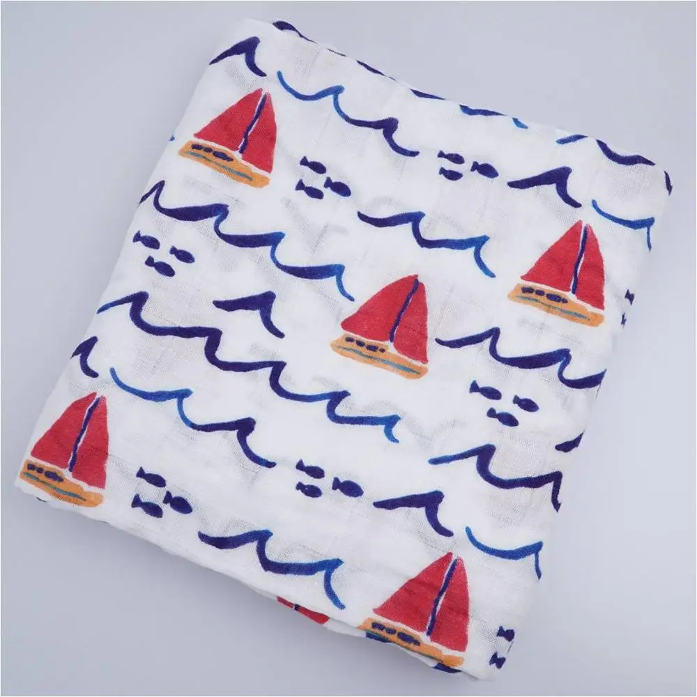 Muslinlife, новинка, пеленка для новорожденных, супер мягкие одеяла для кроватки, 120*120 см, для От 0 до 3 лет - Цвет: 21.sailboat