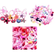 10 шт./компл. детские джинсовые штаны для маленьких девочек полированная пластмассовая заколка для волос, милая мультяшная пижама в виде животных с цветочным рисунком эластичная резинка; прическа хвостик; Вечерние