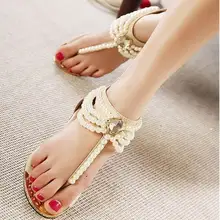 Free Shipping 2017 Summer Fashion pearl sandals Women Sandals Flops Flat Shoes Open Toe Women Wedges Sandals Women’s Sandals