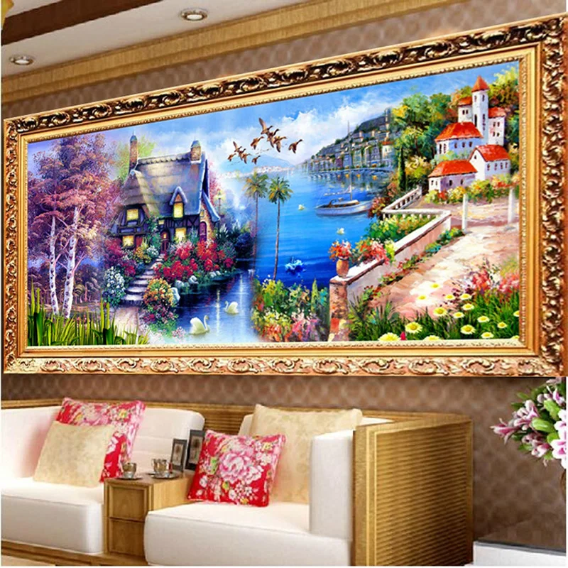 

Romantic Landscape, Diamond Mosaic, 5D Diamond Painting Cross Stitch Kit, DIY Diamond Embroidery, Needlework,Home Decoration