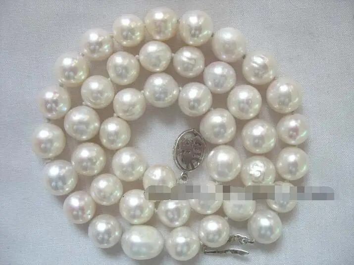 

Hot selling free shipping******* WOW! freshwater pearl white round 9-10mm necklace 17" nature wholesale beads fas