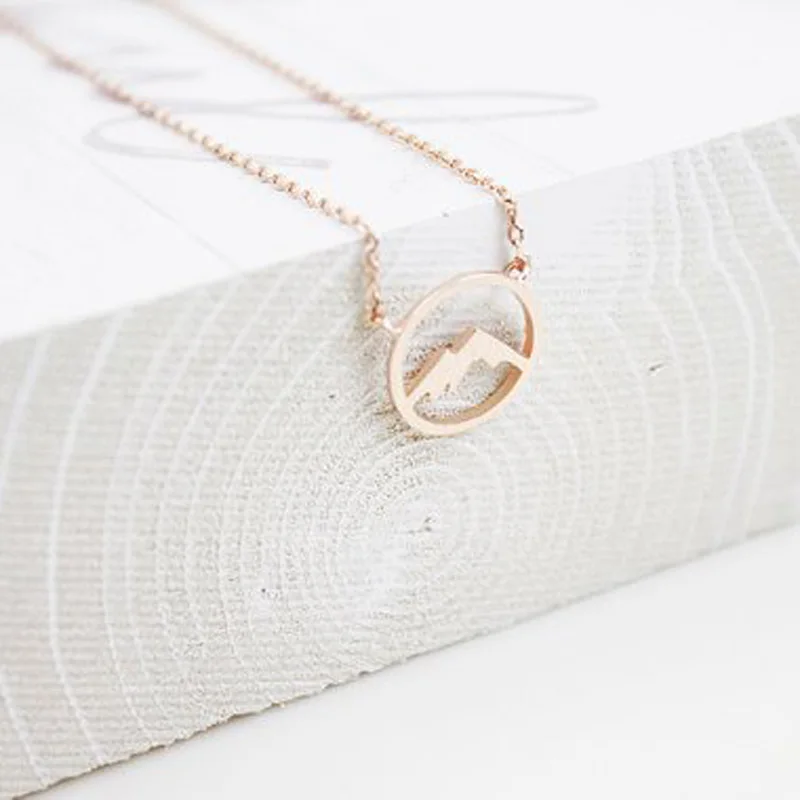 

Minimalism Mountain Necklaces For Women Boho Jewelry Stainless Steel Chain Pendants Necklaces Friendship Gifts bff Collier Femme