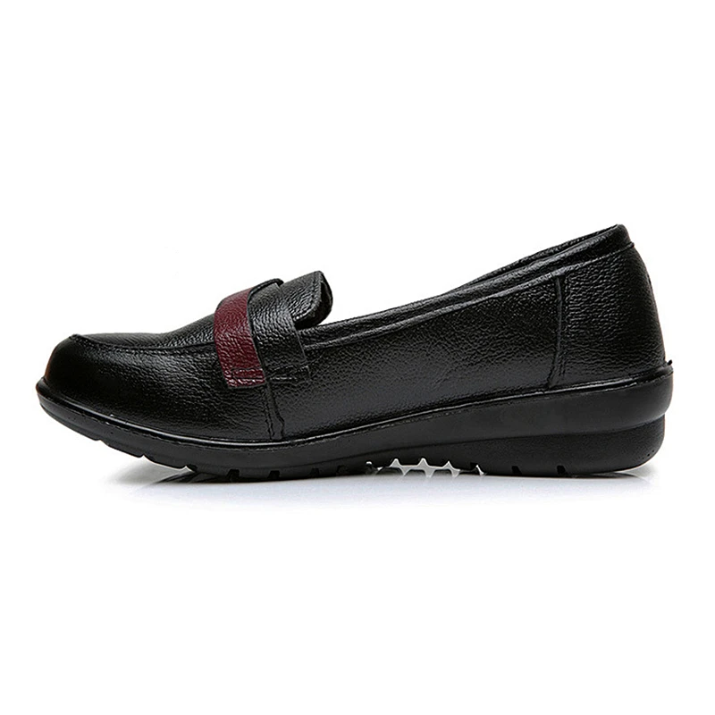 DONGNANFENG/Женская обувь на плоской подошве; обувь для мам в старом стиле; Лоферы без шнуровки; резиновая обувь из натуральной коровьей кожи; однотонная повседневная обувь из полиэстера в винтажном стиле; Размеры 35-41 HD-223