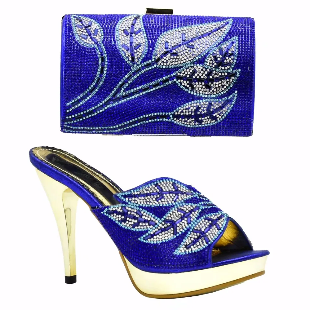 

New Royal Blue Color Matching Italian Shoe and Bag Set African Matching Shoes and Bags Italian In Women Nigerian Shoesfor Party
