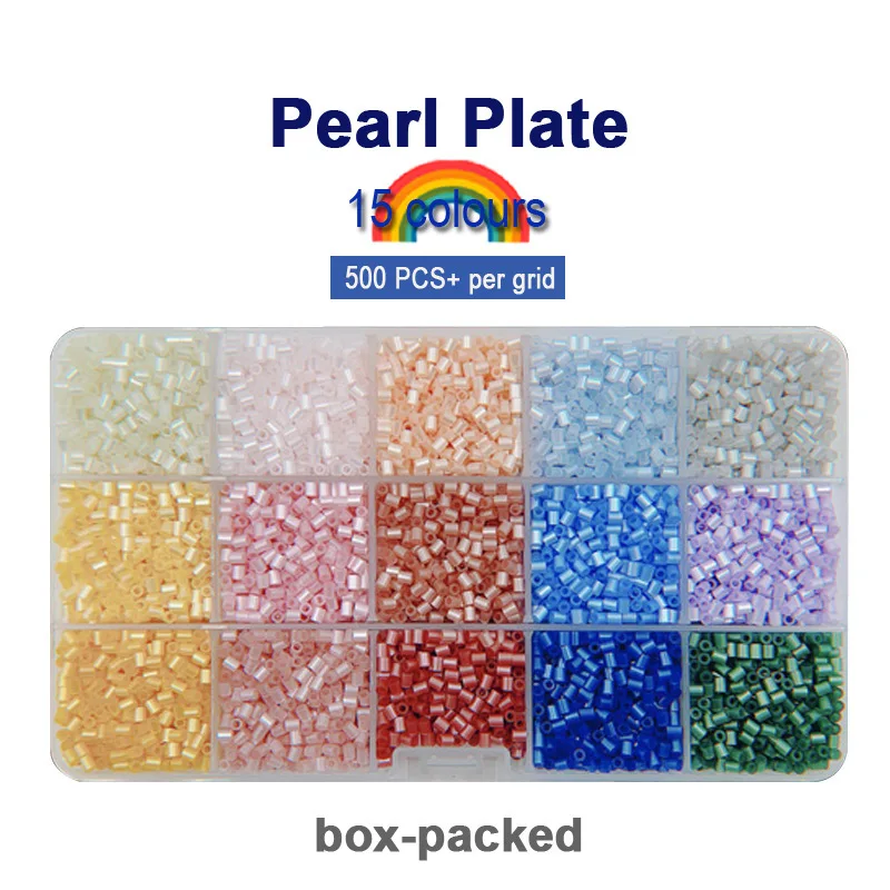 

Yantjouet 2.6mm Pearl Plate Kits 15color 7500pcs Kid Hama Perler Beads Set Diy Box Puzzles High Quality Gift children Toy