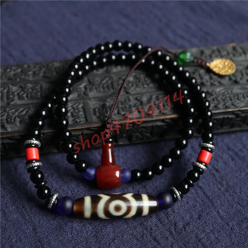 

Tibetan 100% genuine, natural agate chalcedony, three-eyed pearls, clavicle chain pendant, exquisite handicraft jewelry