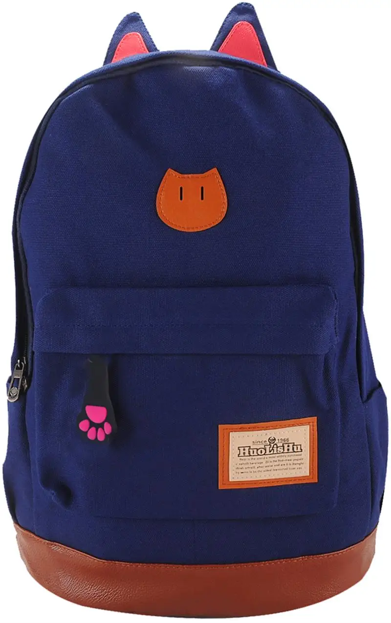 

Cute Cat Ear Pattern Schoolbag For Girls Chilren Cheap Lightweight School Backpack Teenagers Lovely Canvas Laptop Backpack