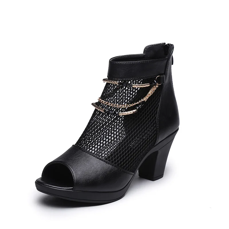 

Autumn Spring Shoes Short Boots Spring New Style Romanesque Mesh Fish Head Shoes Platform High Heels Network Boots Fashion Shoes