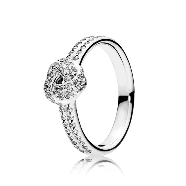

Kristie 100% Sterling silver 1:1 Glamour SPARKLING LOVE KNOT FEATURE RING Original Women wedding Fashion Jewelry 2018 190997CZ