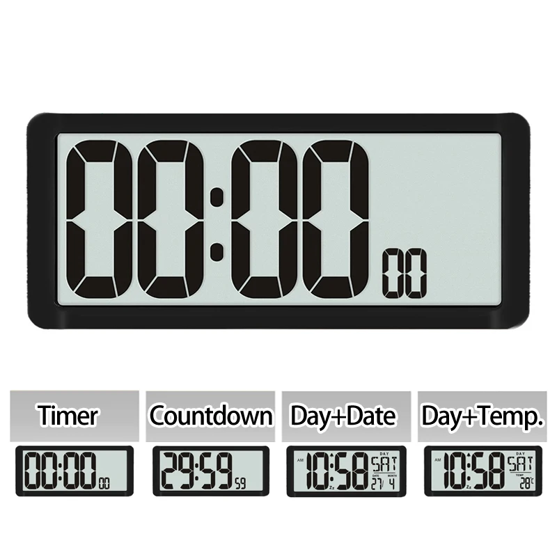  Super Big Countdown Timer Kitchen Wall Clock Large LCD Screen with Temperature Calendar Day display - 33060197824