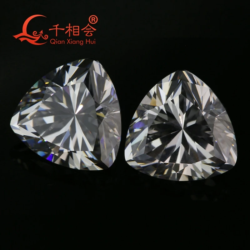 6A quality white color trillion shape for cubic zirconia loose CZ stone made by Qian xiang hui