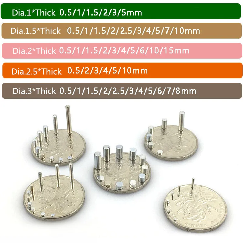 100 шт. микро магнит диаметр 3 мм 0,5 1 2 3 10 20 мм Прецизионные цилиндрические шпильки медицинский Неодимовый датчик мини металлический магнитный стержень