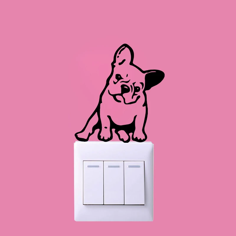 

Cute French Bulldog Switch Wall Sticker Home Decor For Bedroom Kids Room Decoration Decal Stickers Murals