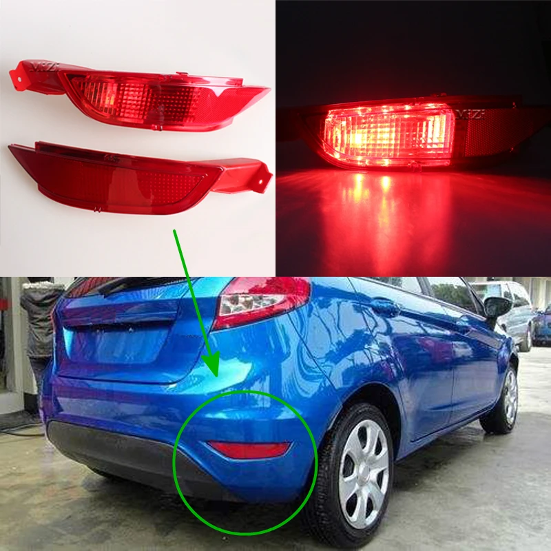 For Ford Fiesta Mk7 2008 2012 Car Rear Bumper Reflector Lamp Tail Brake