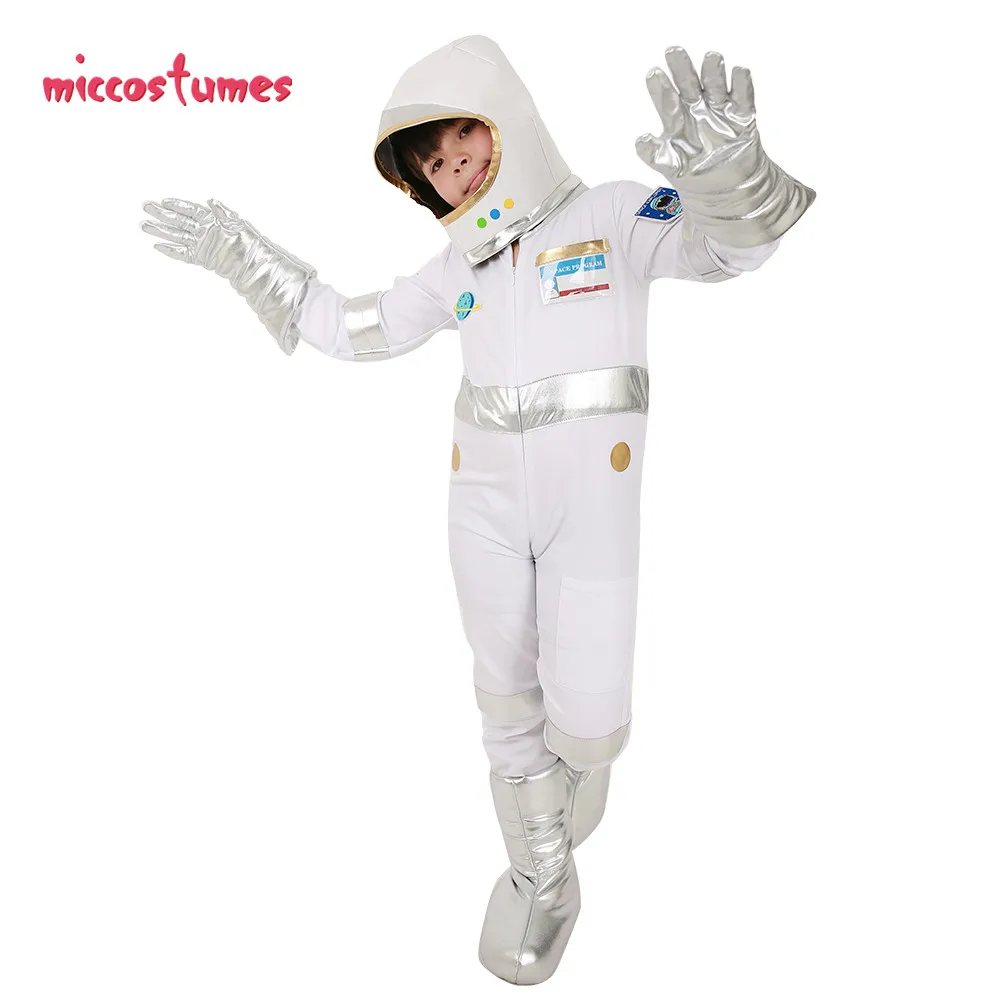 Детский белый костюм космонавта Хэллоуин мальчиков комбинезон с капюшоном детская одежда