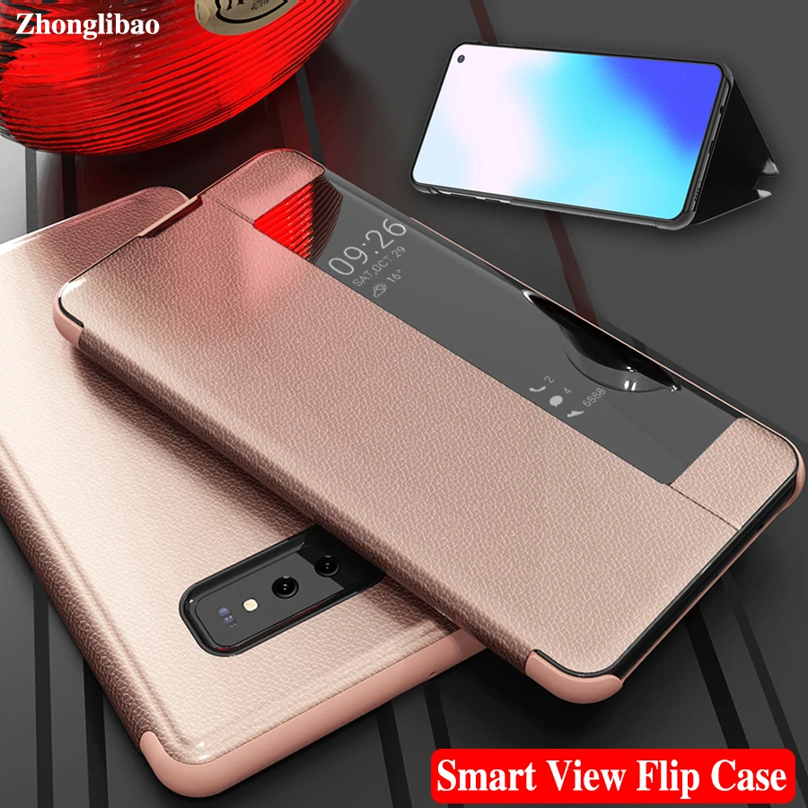 

Smart View Flip Phone Case for Samsung Galaxy S10 S9 S8 Plus Note 9 8 S10e S7 Edge A6 A7 A9 J4 J6 + Plus 2018 Leather 360 Cover