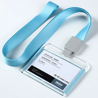 DEZHI-горизонтальные Акриловые бизнес держатели значков, держатели кредитных карт с выдвижным шнурком, ID Держатели значков и аксессуары - Цвет: sky blue set