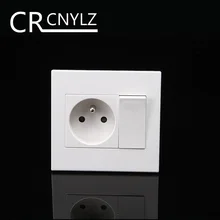 Французская стандартная настенная розетка с 1 бандой, 1 переключатель, 86*92 мм, огнестойкая панель, 250 В, 16А