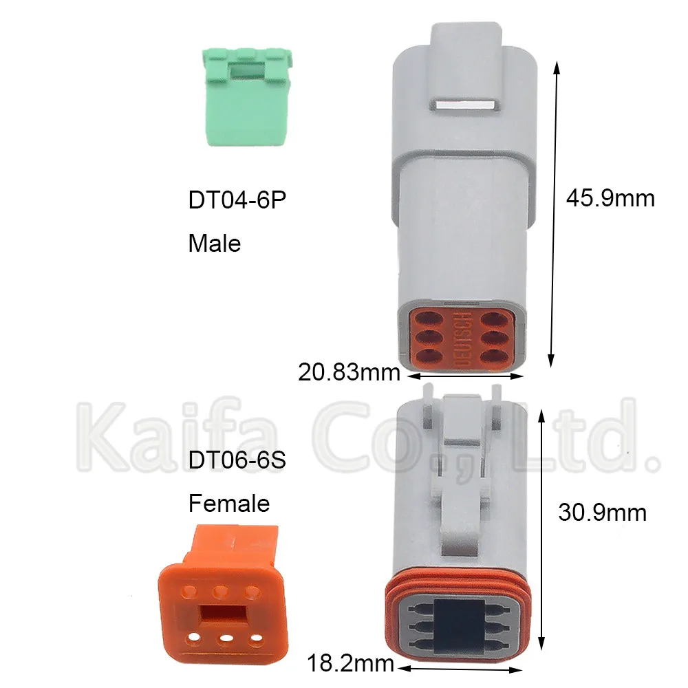 1 комплект Deutsch DT 6 Pin водонепроницаемый Электрический провод разъем комплект 22-16AWG DT06-6S DT04-6P