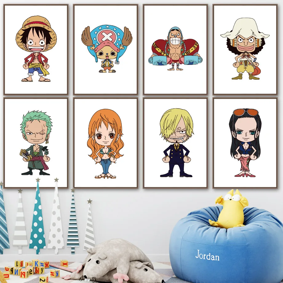 

Cartoon One Piece Luffy Chopper Roronoa Zoro Wall Art Canvas Painting Nordic Posters And Prints Wall Pictures Kids Room Decor