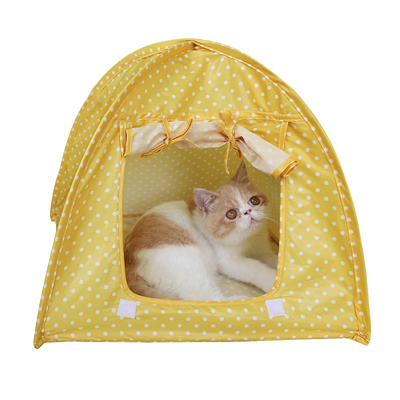 Portable Foldable Cute Dots Pet Tent Playpen Outdoor Indoor Tent For Kitten Cat Small Dog Puppy Kennel Pet Tent XP0426