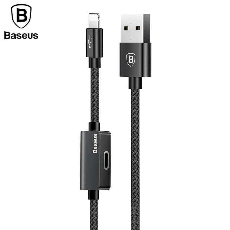 

Baseus 2in1 Charger Cable For iPhone Lightning 8 X 10 Plus Aux Jack Music Charging Audio Adapter Cable Headphone Earphone Cable