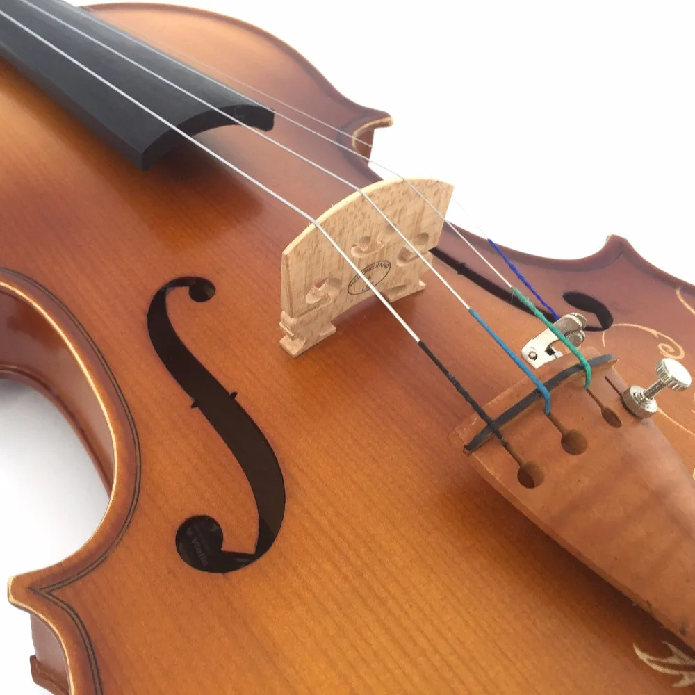 Kinglos 4/4 Full Size Carved Solid Wood Violin Kit Ebony Fittings with Shoulder Rest Case Bow Rosin Bridge Strings