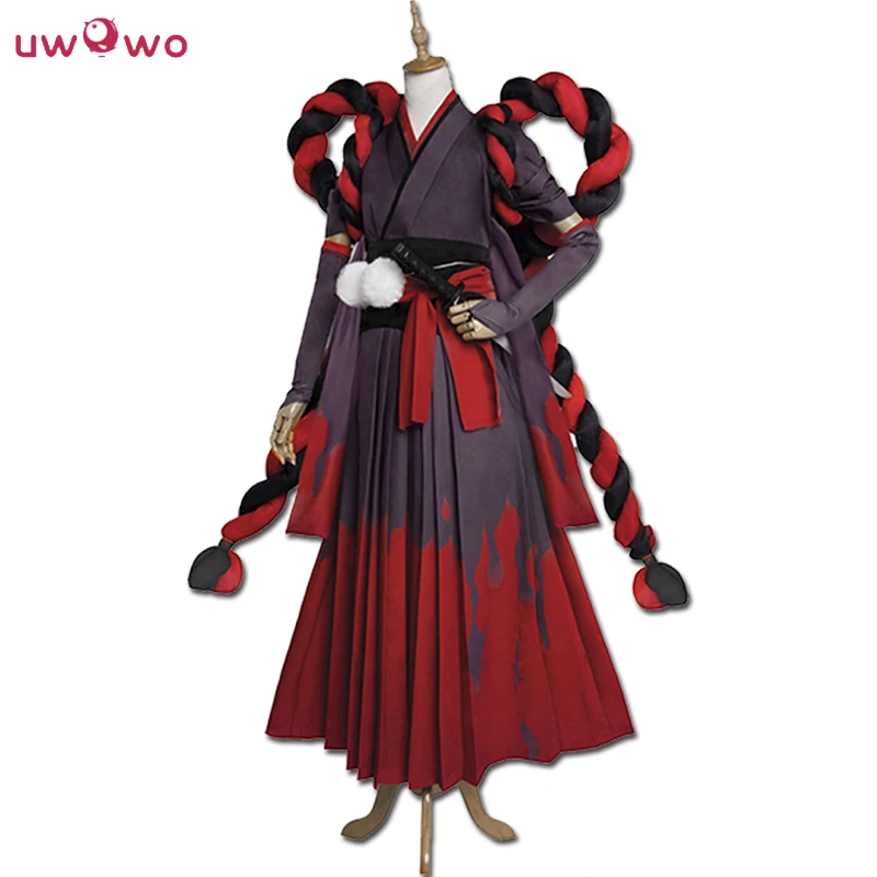 UWOWO Onmyoji косплэй Жнец Черный Meikai No Yakujin атласное кимоно Uwowo черный красный костюм |