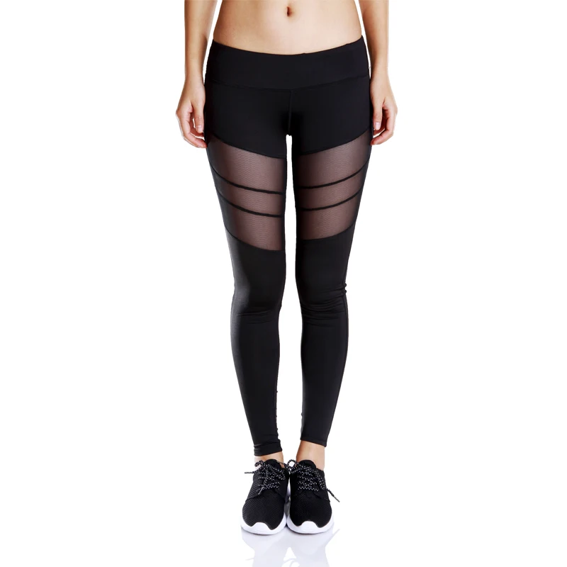 Новые пикантные Леггинсы для йоги женские сетчатые Лоскутные черные беговые колготки леггинсы для фитнеса Плюс Размер Спортивные штаны брюки