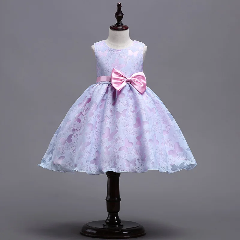Розничная, стиль, летнее платье с бабочками и цветами для маленьких девочек, платье на свадьбу для девочек, праздничное платье с бантом для девочек возрастом от 2 до 10 лет