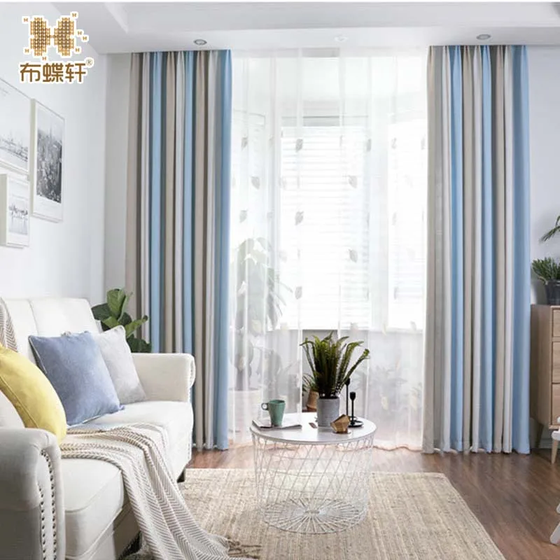 

2019 Nordic Style Grey Pink Striped Luxury Curtains Window for Living Room Bedroom Luxury Plus Velet Thickening Lining