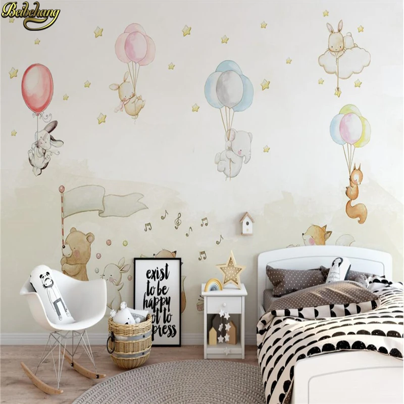 عرف beibehang الكرتون لطيف الحيوانات بالون للجدران 3 d 3d صور ورق الحائط ل غرفة الأطفال خلفية المنزل ديكور