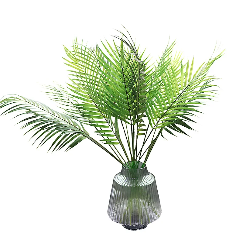 Большие пластиковые искусственные зеленые листья тропической пальмовой листвы ветви растений вечерние украшения для дома и сада