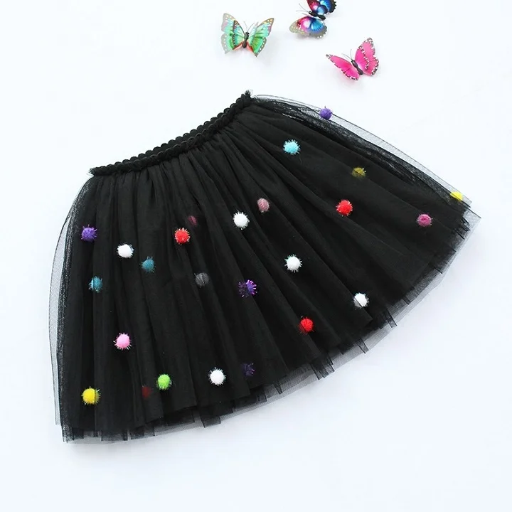 Цветные выпускные юбки для маленьких девочек детская юбка-американка с эластичным поясом и помпоном мини-юбка принцессы из тюля для девочек детская одежда