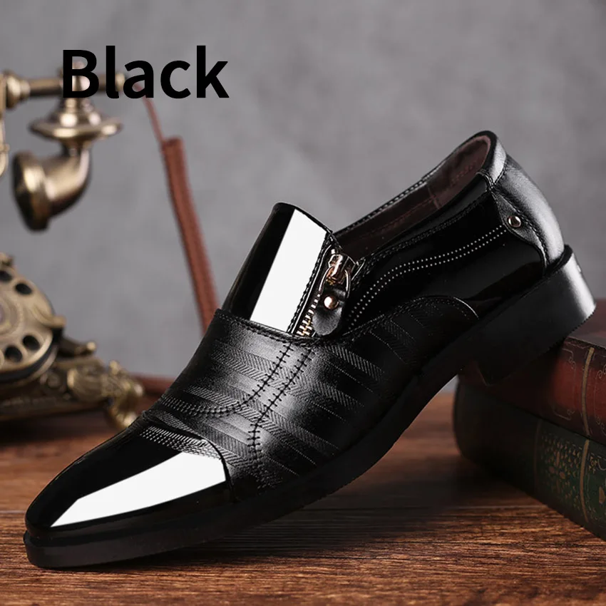 BIMUDUIYU; модные мужские туфли-оксфорды в деловом стиле; мягкая дышащая мужская официальная обувь; брендовые оксфорды из искусственной кожи с острым носком - Цвет: Black 8809