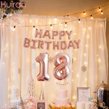 

Huiran Rose Gold Ballons Banner 18 21 30 40 50 Birthday Party Decoration Adult Birthday Letter Number Foil Champagne Balloons