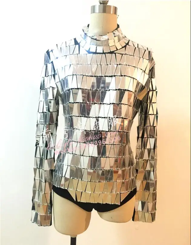 

Shiny mirror costume LED Tron Dance Wear Mirror dance wear Night club DJ