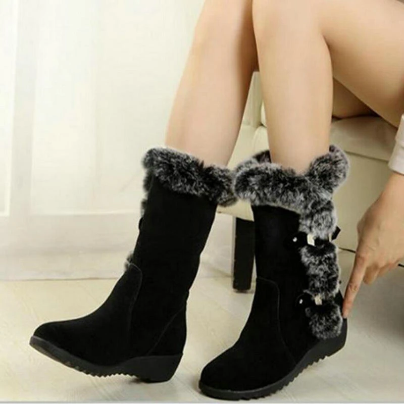 Botas de nieve cálidas para mujer, a la moda de tacón, botines, invierno, 2016|ankle for women|snow bootsboots 2016 - AliExpress