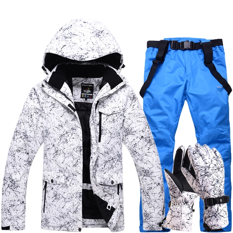 Утолщенный теплый лыжный костюм для мужчин и женщин, зимние ветрозащитные водонепроницаемые лыжные перчатки, куртка для сноуборда, брюки, мужской костюм размера плюс 3XL