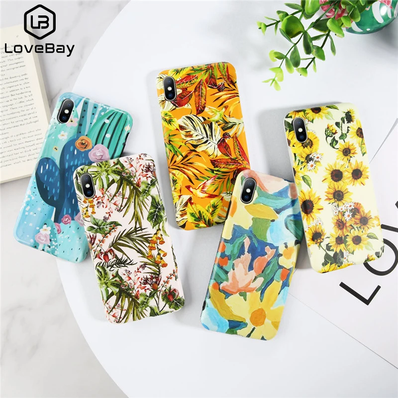 Lovebay Ретро Летний чехол с изображением листьев кактуса для IPhone X XS 6 6s 7 plus 8 XR Max