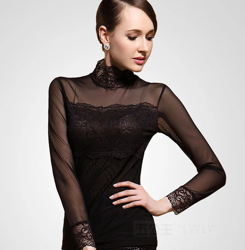 sheer black high neck top