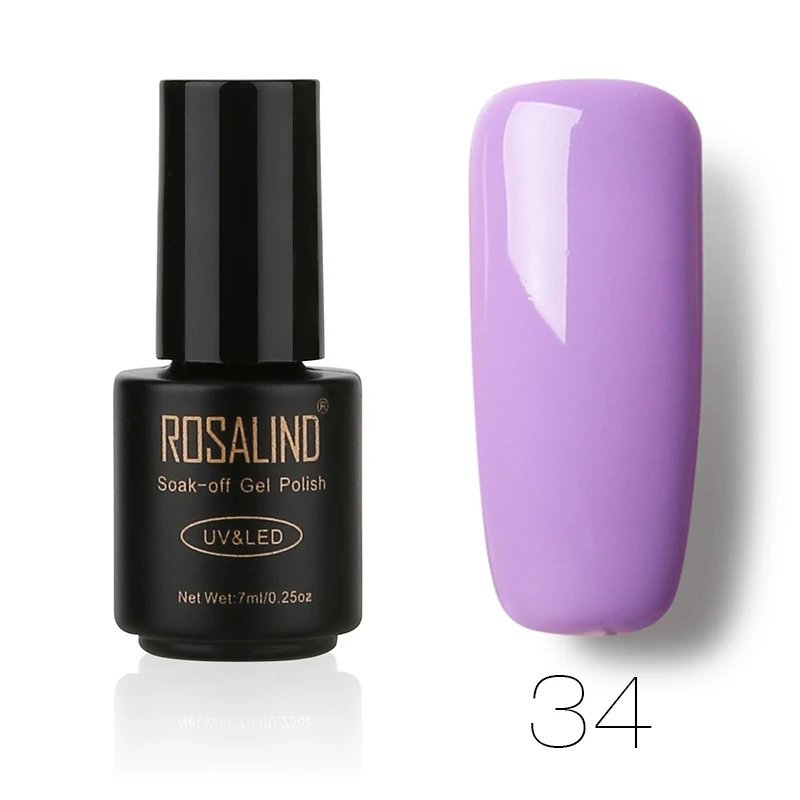 1 шт. профессиональный бренд Rosalind для украшения ногтей светодиодный гель Косметика 7 мл Быстрый дарный розовый зеленый замочить от УФ-гель для ногтей - Цвет: 34